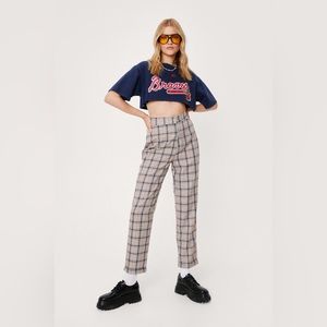 Nasty Gal Check Tapered High Waisted Pants